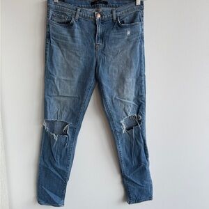 J Brand Low Rise Distressed Jeans